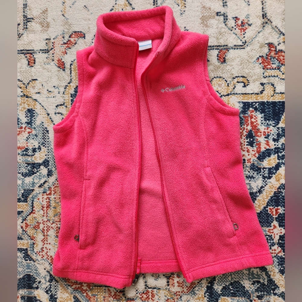 Columbia Girls Fleece Vest Pink Size Medium 10/12